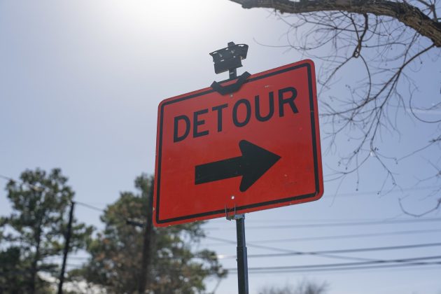 photo of a road detour sign