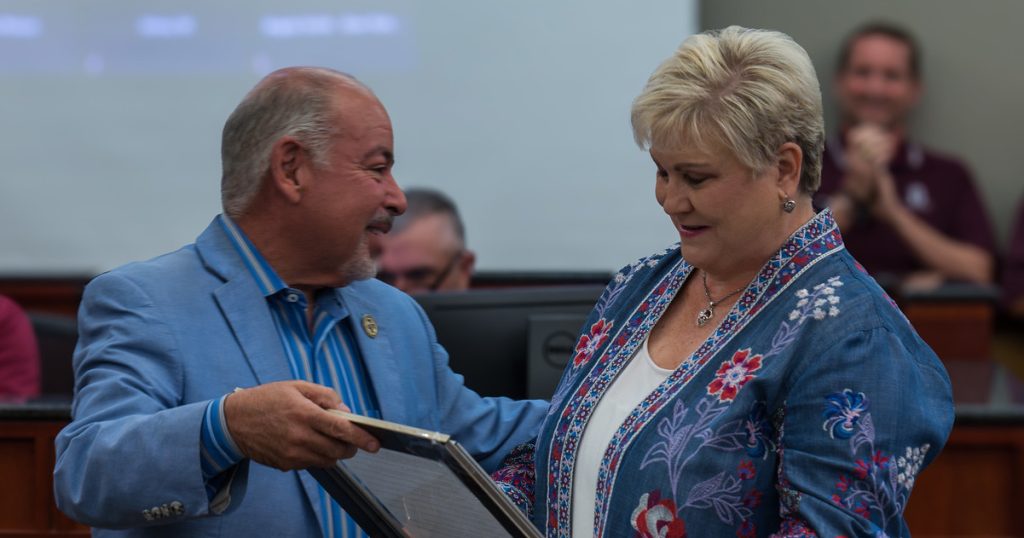 Bryan City Council bestowed Mary Lynne Stratta with the honorary title of City Secretary Emeritus