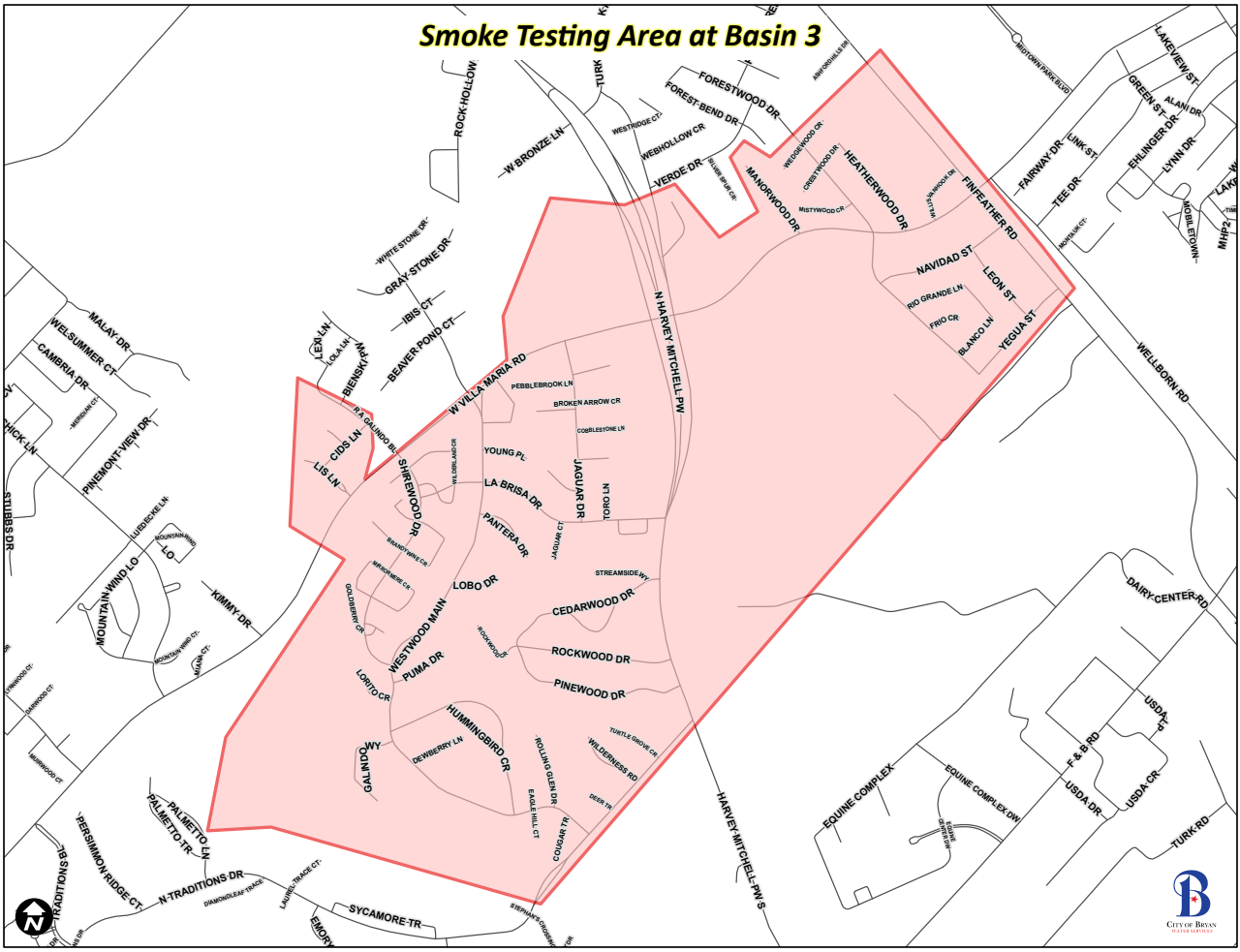 Smoke Testing Area at Basin 3 Map