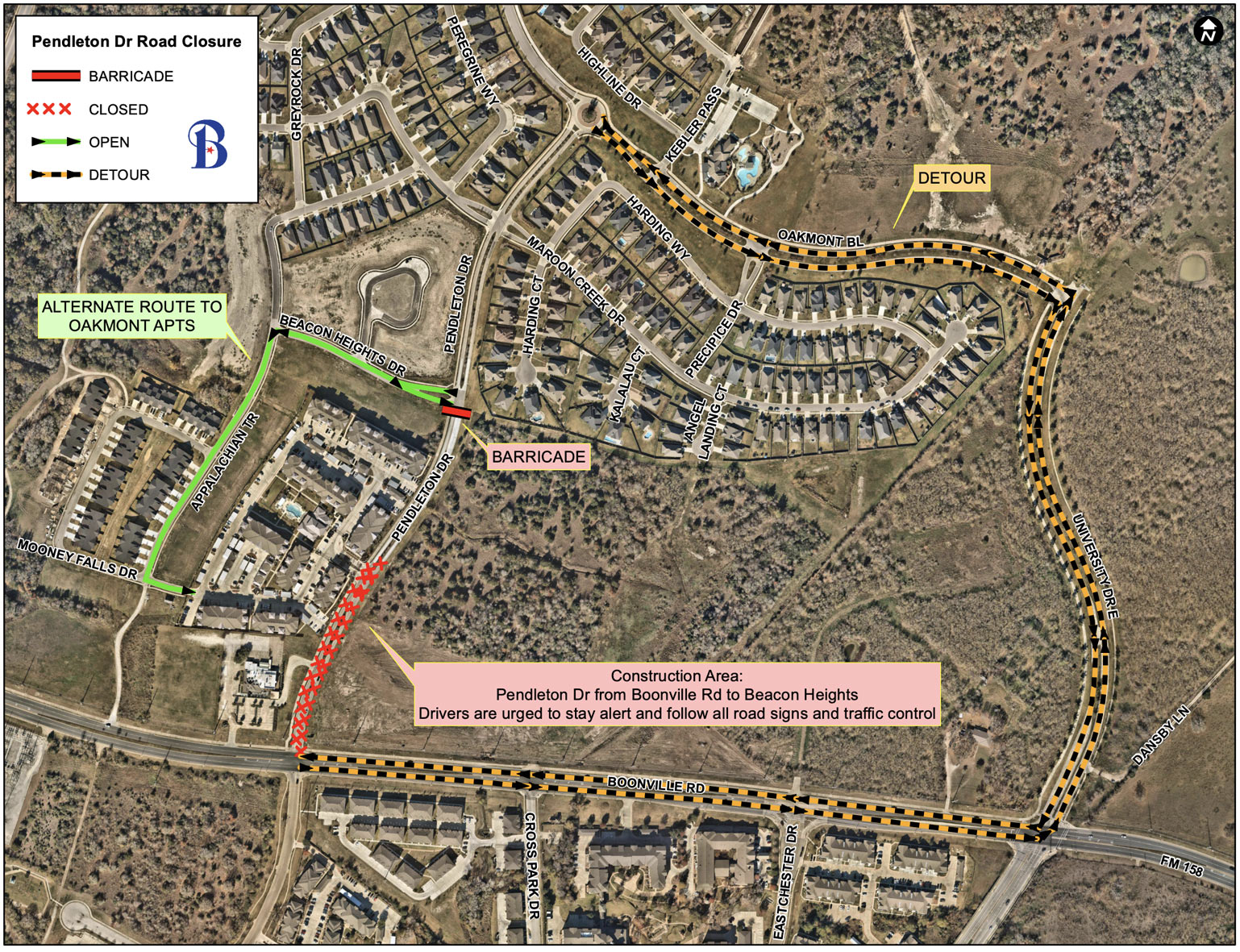 Pendleton construction closure and detour map September 2024: link to PDF map