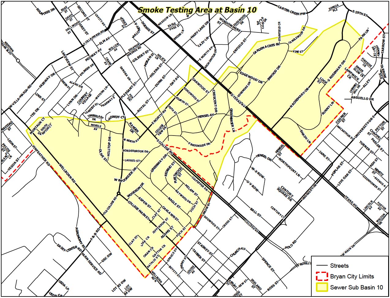 Smoke Testing Area at Basin 10 Map