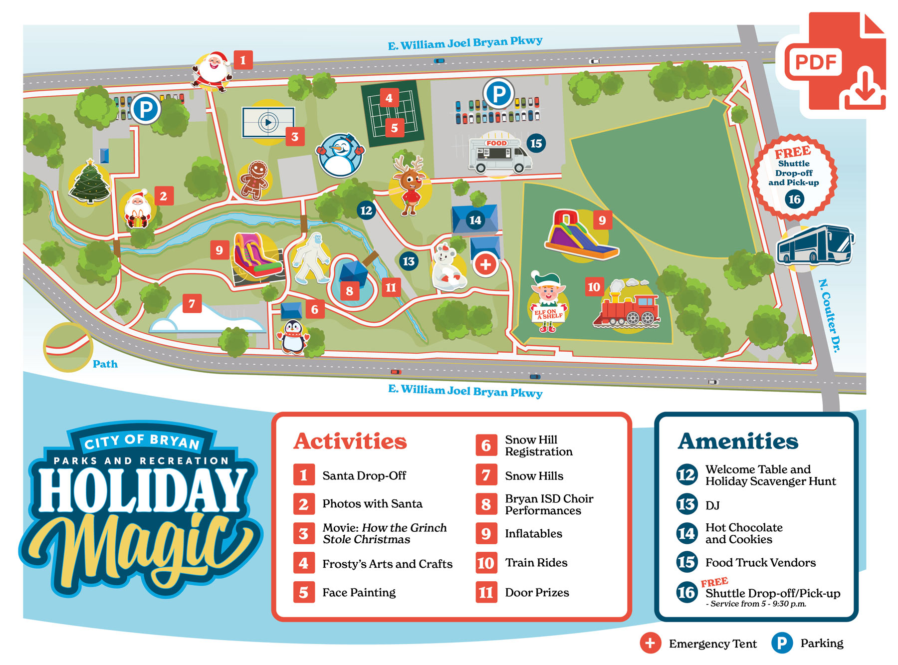 Map of activities and amenities for Holiday Magic 2024 event: link to PDF document