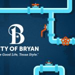 water pipeline illustration surrounding the City of Bryan logo