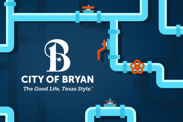 water pipeline illustration surrounding the City of Bryan logo