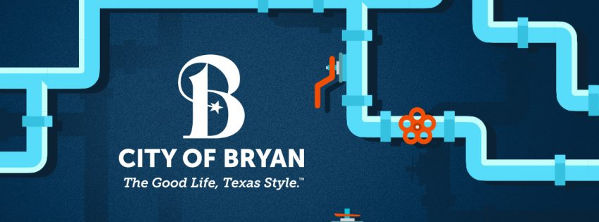 water pipeline illustration surrounding the City of Bryan logo