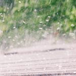 hail raining down on a rooftop