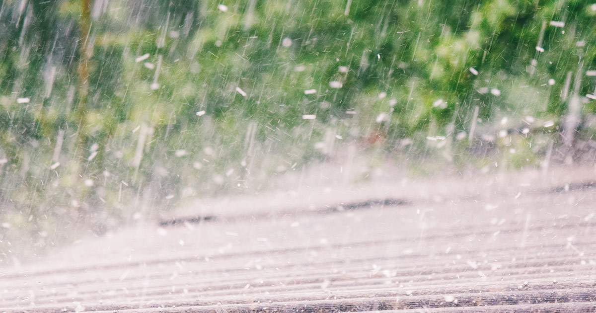 hail raining down on a rooftop